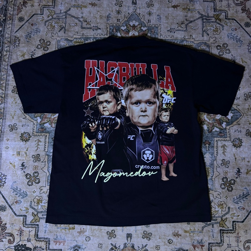 UFC Hasbulla Magomedov Graphic T-Shirt Mens Large Black Double Sided MMA Tee